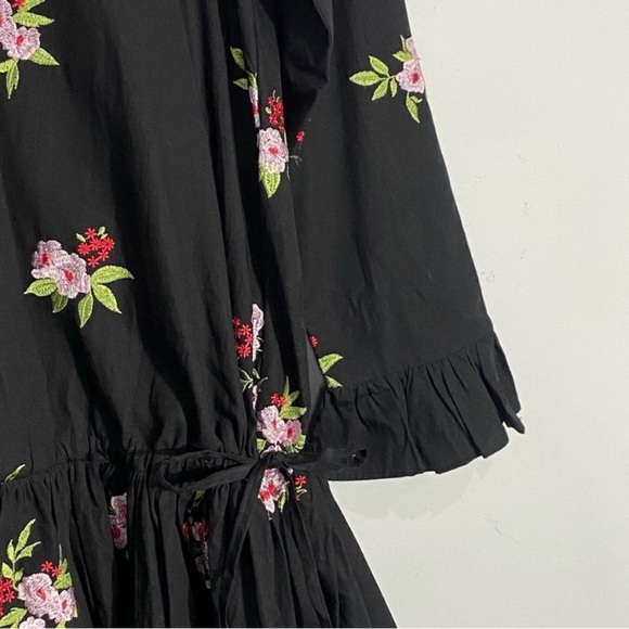 ASOS DESIGN Cotton Embroidered V-neck Smock Drop Waist Dress - Picture 9 of 14